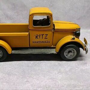 Ritz Hardware Metal 1935 Chevy Pick Up Truck Vintage Toy Yellow 12” x 5.5”